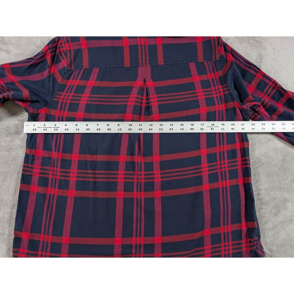 Tommy Hilfiger Top Womens L Red Blue Plaid Roll Tab Sleeve Cotton Preppy Shirt - Picture 9 of 11
